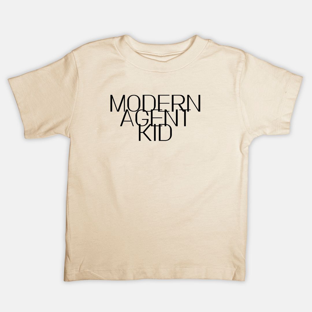 Modern Agent Kid Toddler Tee White and Tan
