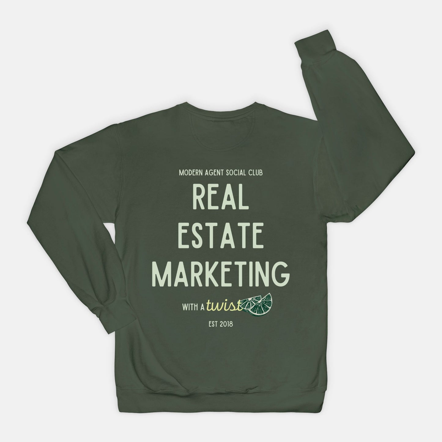Marketing with a Twist Front and Back Crew
