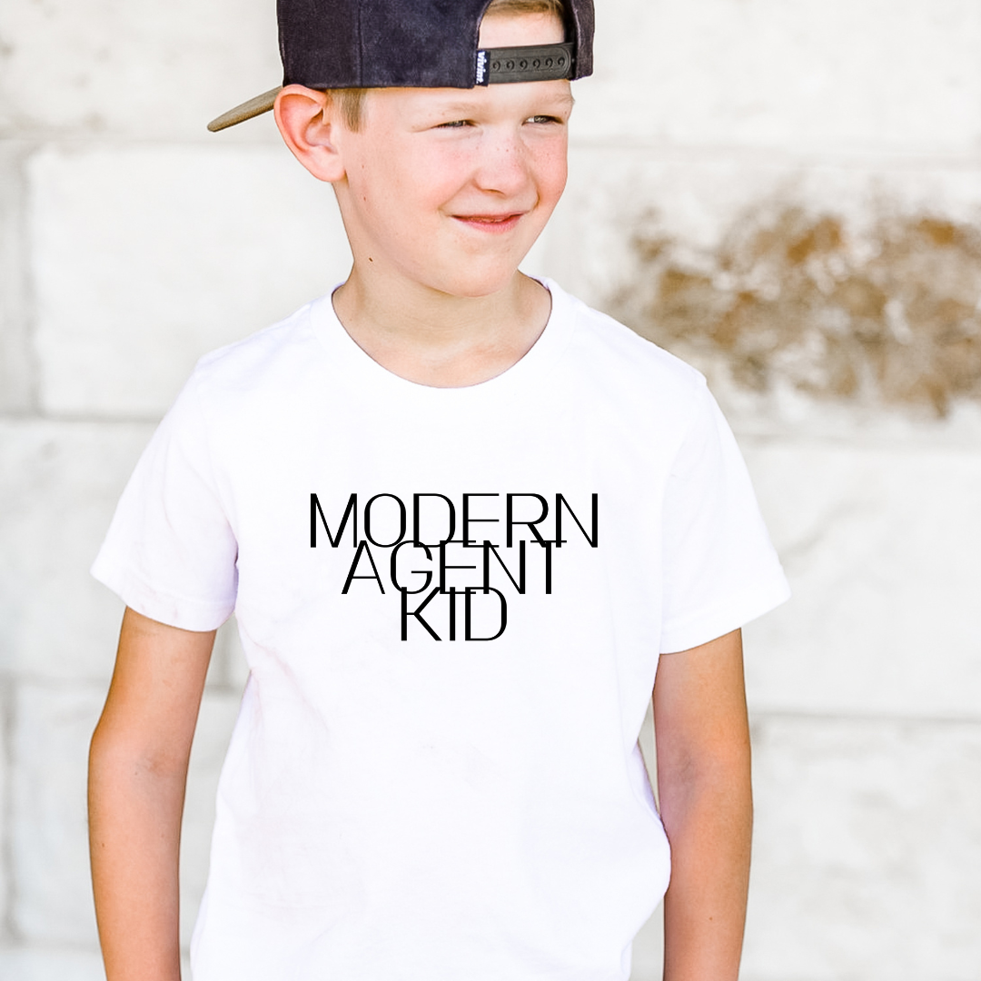 Modern Agent Youth Tee White and Grey