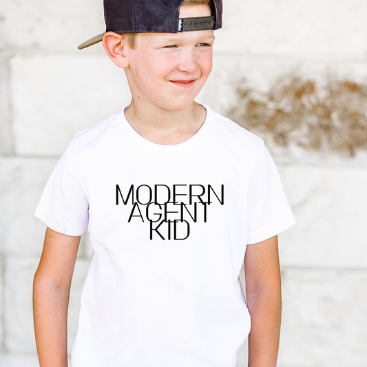 Modern Agent Youth Tee White and Grey