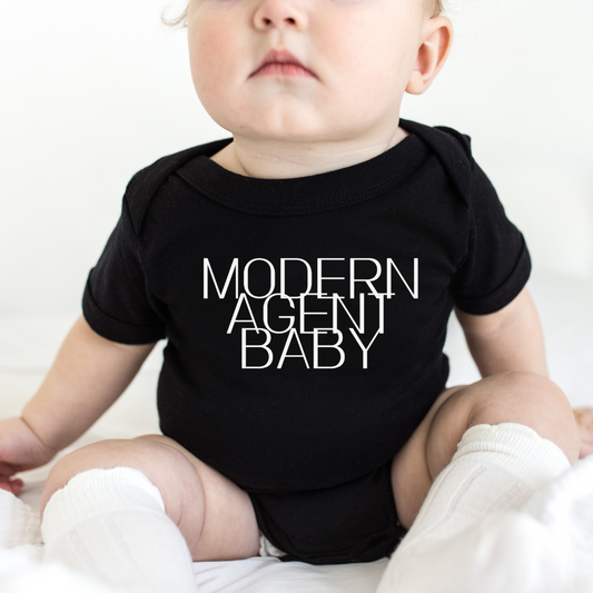 Modern Agent Baby Black Bodysuit